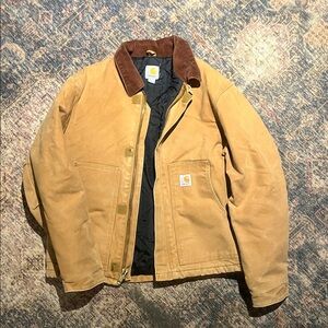 Carhartt Men's Field Jacket in Tan with Dark Brown Collar